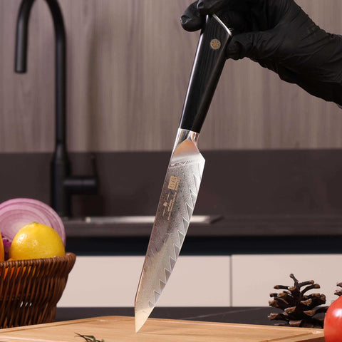 SHAN ZU GYO | Couteau de Chef Damas 8" + Porte-Couteaux Magnétique