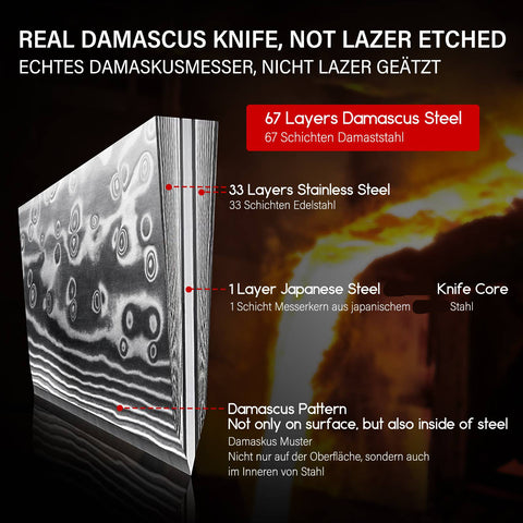 SHAN ZU Pro | Damascus Chef Knife 8" Plus+Magnetic Knife Holder