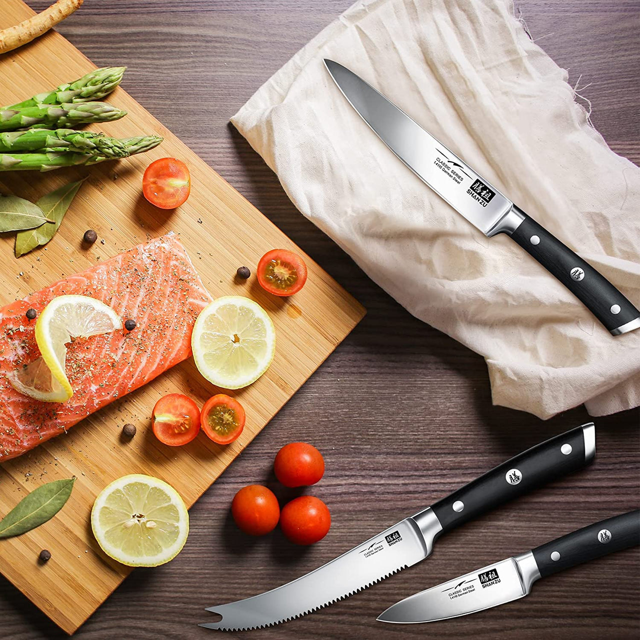 Shan Zu 14piece kitchen knife set German high carbon steel kitchen