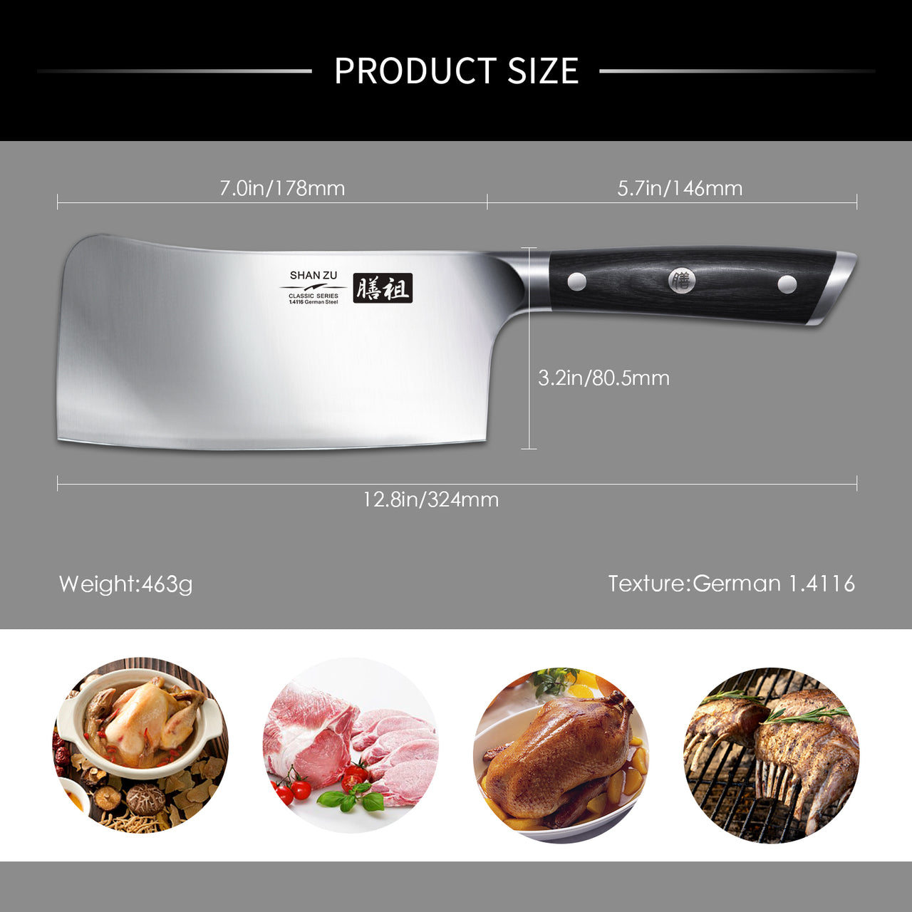 SHAN ZU Couteau à Filet en acier inoxydable allemand 7 - Couteau à