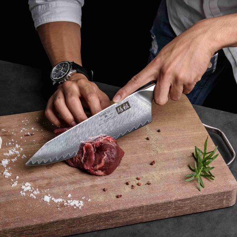 SHAN ZU Couteau de Chef Damas 21 cm, Japonais AUS10 Acier Damas 67 Couche  Acier Couteaux de Cuisine Professionnelle Motif sergé avec G10 Poignée -  GYO Series : : Cuisine et Maison