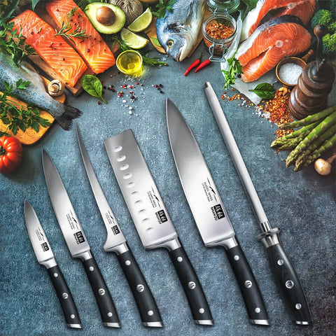 SHAN ZU Ensemble de Couteaux de Cuisine Damas, Set de 5 pièces Couteaux  Professionnels pour Chef, Acier Damas Japonais AUS-10V avec Bloc de Couteaux  à Manche G10 - GYO Series : 