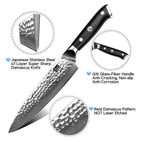 Couteau de chef Damas 8" V2 | SHAN ZU Pro