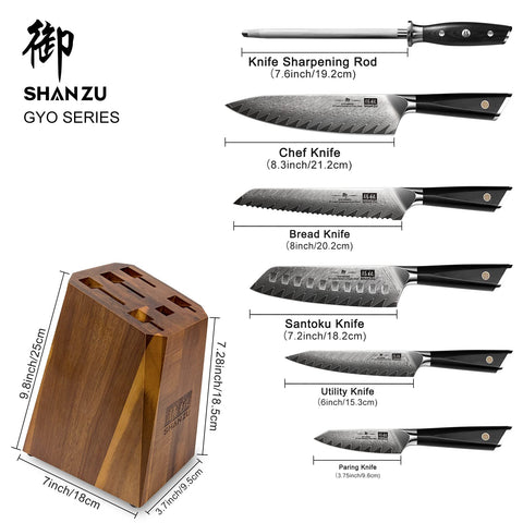 Set di coltelli da cucina ceppo coltelli girevole premium in legno di  acacia shan zu SZCST-2018-001 - IdeaLuceStore