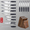 Ensembles de blocs de couteaux de cuisine en acier japonais 16 pièces | Genbu