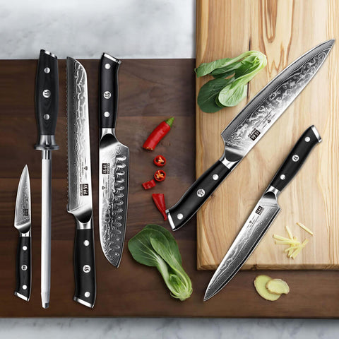 SHAN ZU Cuchillo de pelar, cuchillo de acero de Damasco para  frutas de 4 pulgadas, cuchillos de alto carbono de acero para tallar frutas  con caja de regalo : Hogar y